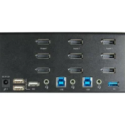 StarTech 2 Port Triple Monitor DisplayPort KVM Switch, 4K 60Hz UHD HDR, DP 1.2, 2 Port USB 3.0 Hub, 4x USB HID, Audio, Hotkey, TAA