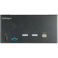 StarTech 2 Port Triple Monitor DisplayPort KVM Switch, 4K 60Hz UHD HDR, DP 1.2, 2 Port USB 3.0 Hub, 4x USB HID, Audio, Hotkey, TAA