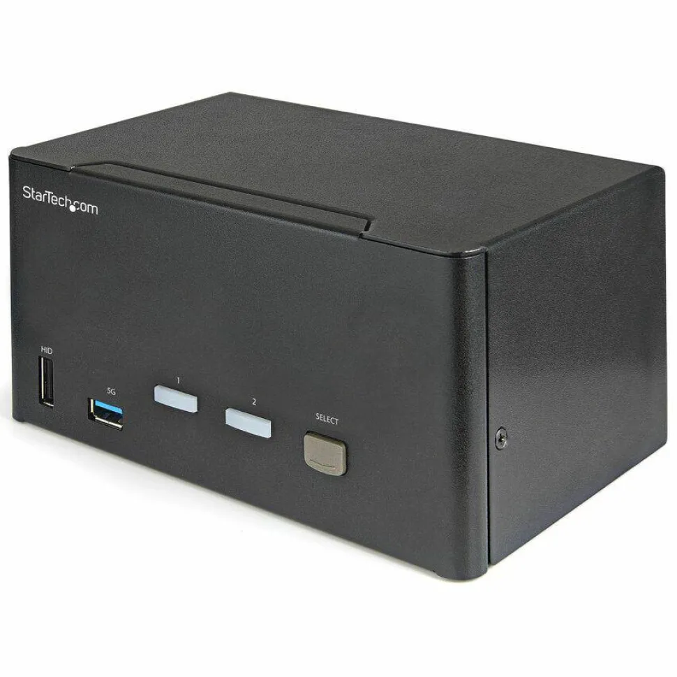 StarTech 2 Port Triple Monitor DisplayPort KVM Switch, 4K 60Hz UHD HDR, DP 1.2, 2 Port USB 3.0 Hub, 4x USB HID, Audio, Hotkey, TAA