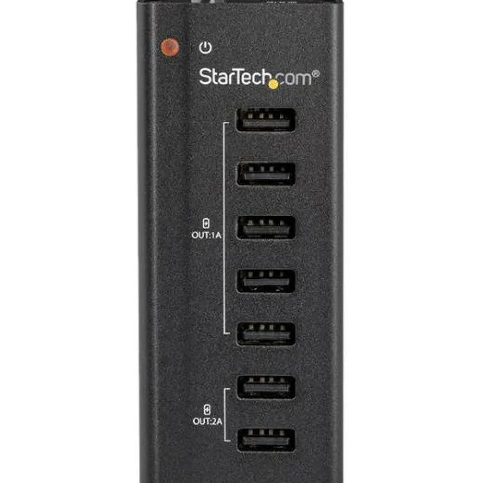 StarTech 7 Port USB Charging Station with 5x 1A Ports and 2x 2A Ports - USB Charging Strip for Multiple Devices - Smart Charging Capabilities - Wall-Mount Bracket