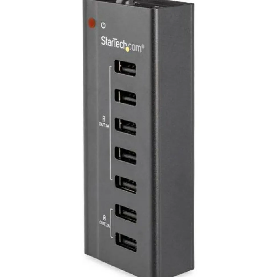 StarTech 7 Port USB Charging Station with 5x 1A Ports and 2x 2A Ports - USB Charging Strip for Multiple Devices - Smart Charging Capabilities - Wall-Mount Bracket