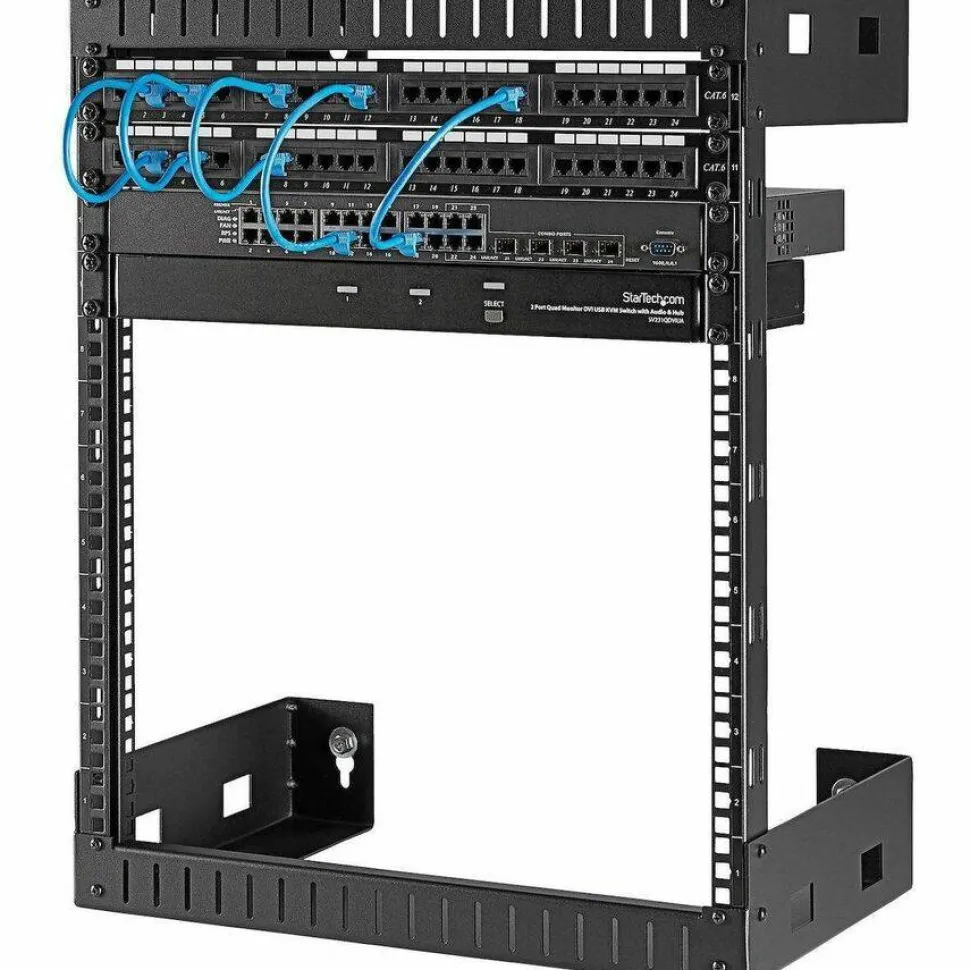 StarTech 2-Post 12U Heavy-Duty Wall-Mount Network Rack, 19" Open Frame Server Rack for Computer Equipment, Wall Mount Data Rack