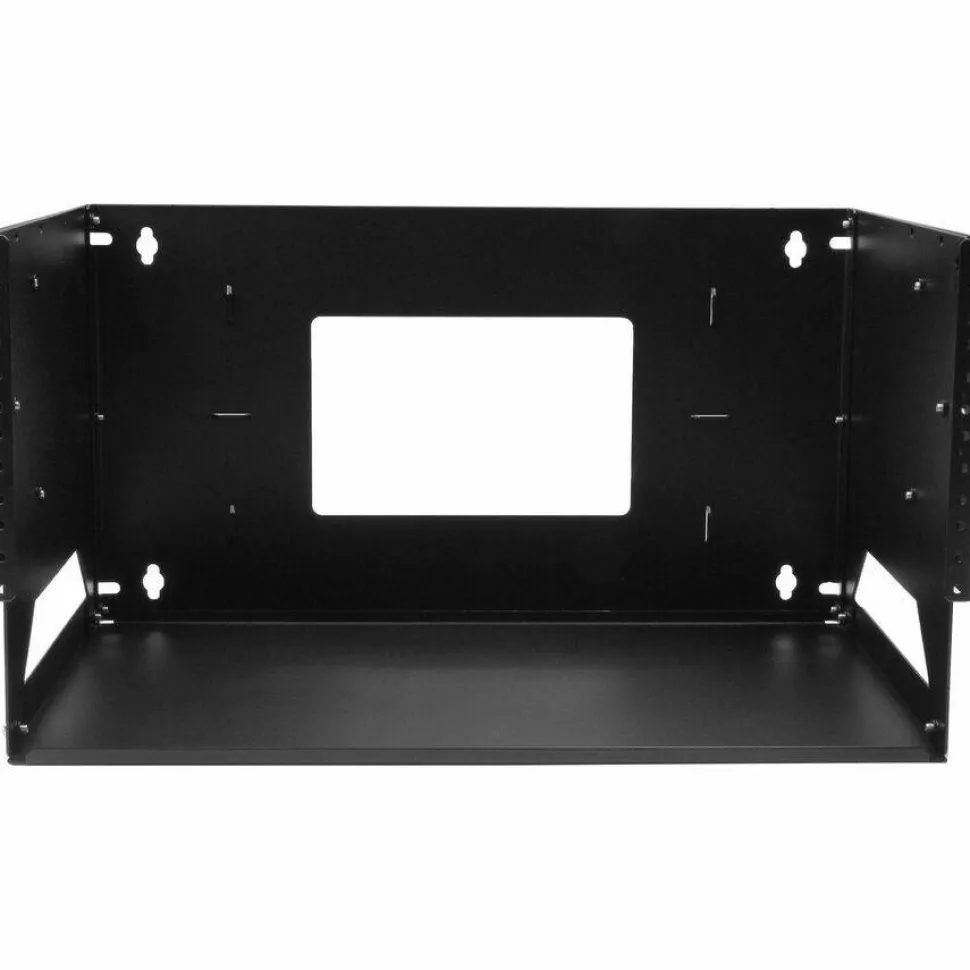 StarTech 2-Post 4U Open Frame Wall Mount Network Rack with Built-in Shelf and Adjustable Depth, Computer Rack for IT Equipment, TAA