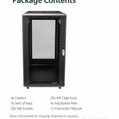 StarTech 4-Post 22U Server Rack Cabinet, 19