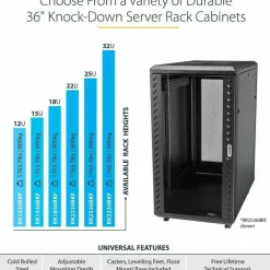 StarTech 4-Post 22U Server Rack Cabinet, 19