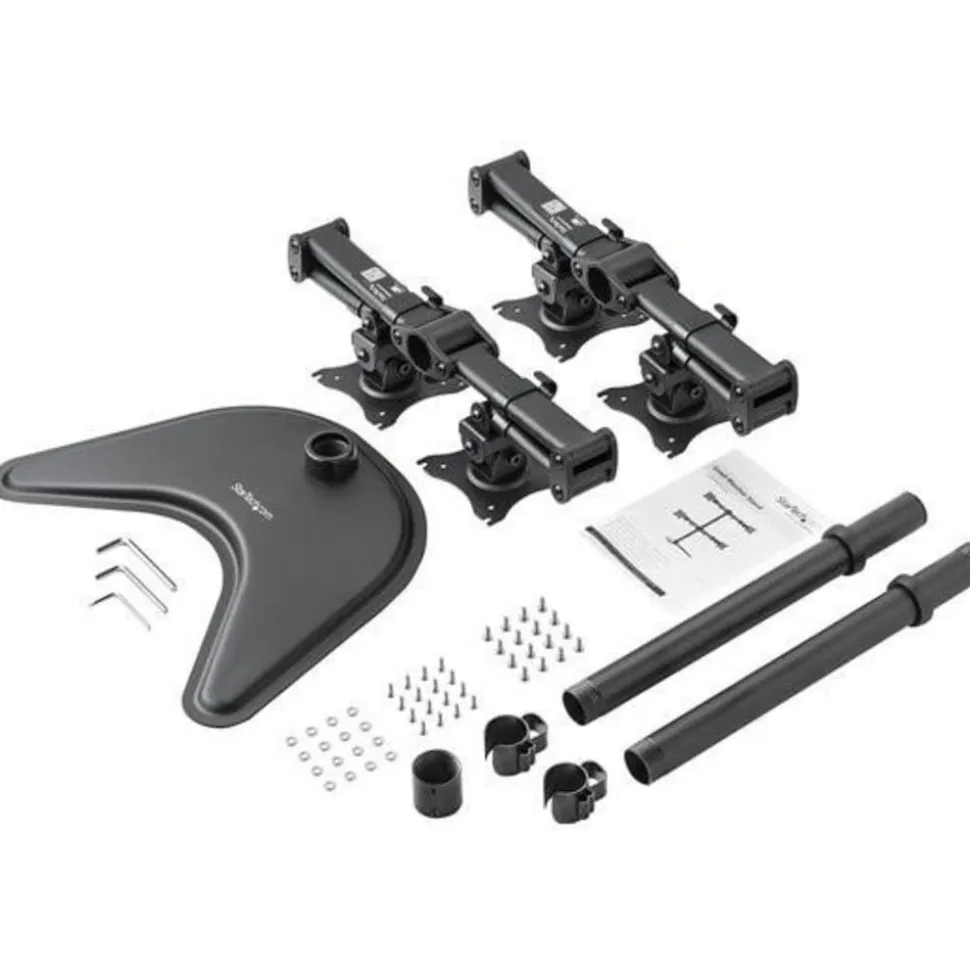 StarTech Quad Monitor Stand, Crossbar, Steel, Monitors up to 27" (17.6lb/8kg), VESA Monitor, Computer Monitor Stand, Monitor Arm