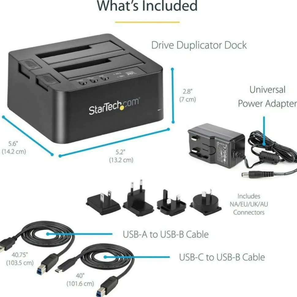 StarTech Standalone Hard Drive Duplicator, External Dual Bay HDD/SSD Cloner/Copier, USB 3.1 to SATA Drive Docking Station, Disk Cloner