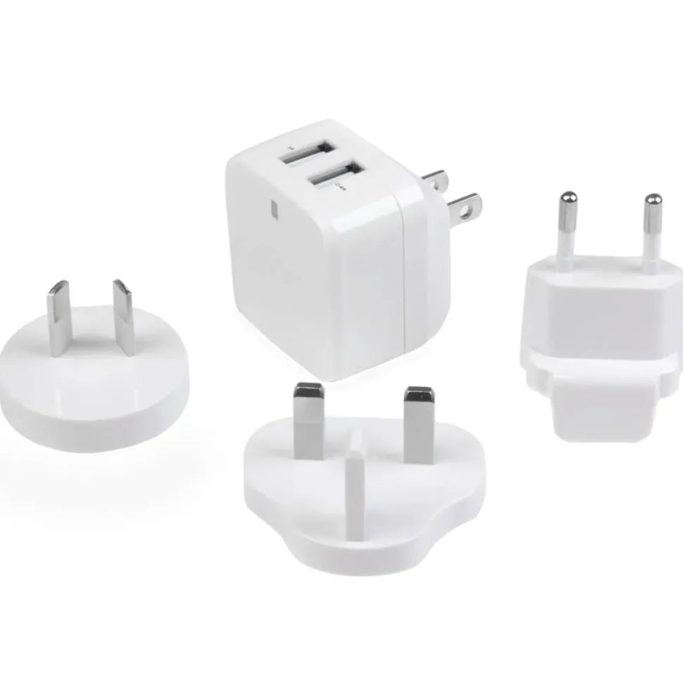 StarTech Travel USB Wall Charger - 2 Port - White - Universal Travel Adapter - International Power Adapter - USB Charger