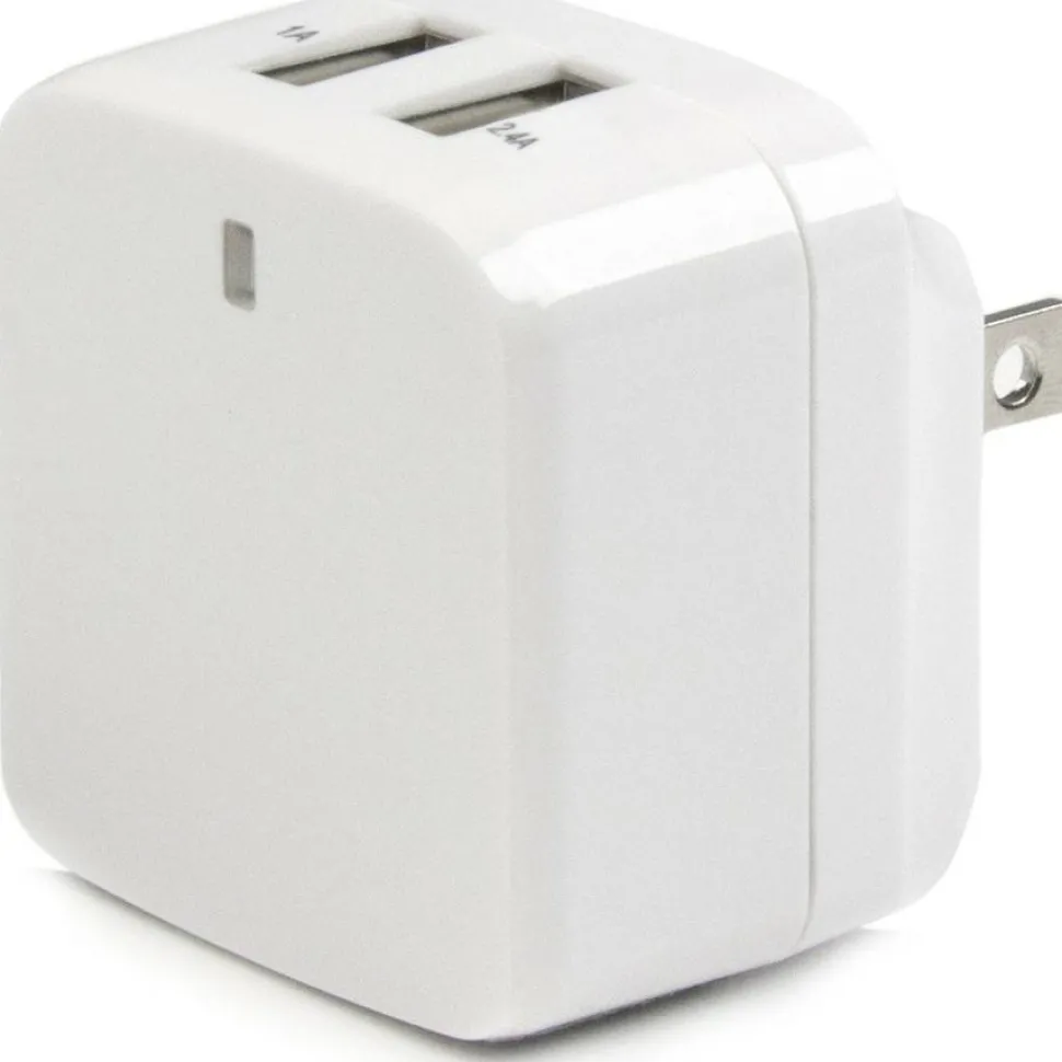 StarTech Travel USB Wall Charger - 2 Port - White - Universal Travel Adapter - International Power Adapter - USB Charger