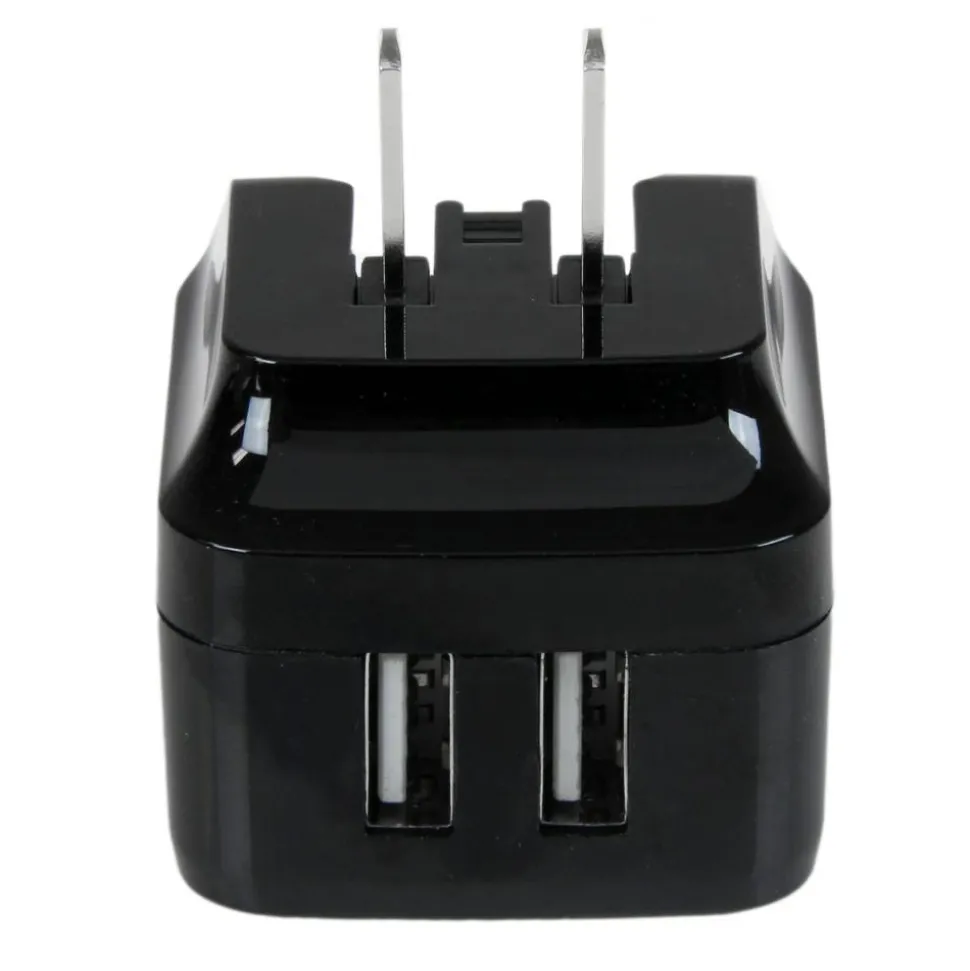 StarTech Travel USB Wall Charger - 2 Port - Black - Universal Travel Adapter - International Power Adapter - USB Charger