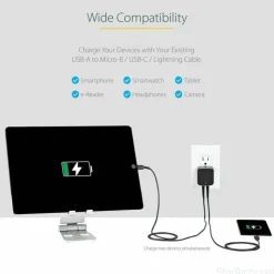 StarTech Travel USB Wall Charger - 2 Port - Black - Universal Travel Adapter - International Power Adapter - USB Charger