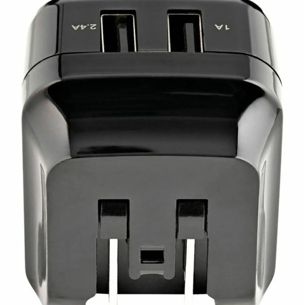 StarTech Travel USB Wall Charger - 2 Port - Black - Universal Travel Adapter - International Power Adapter - USB Charger