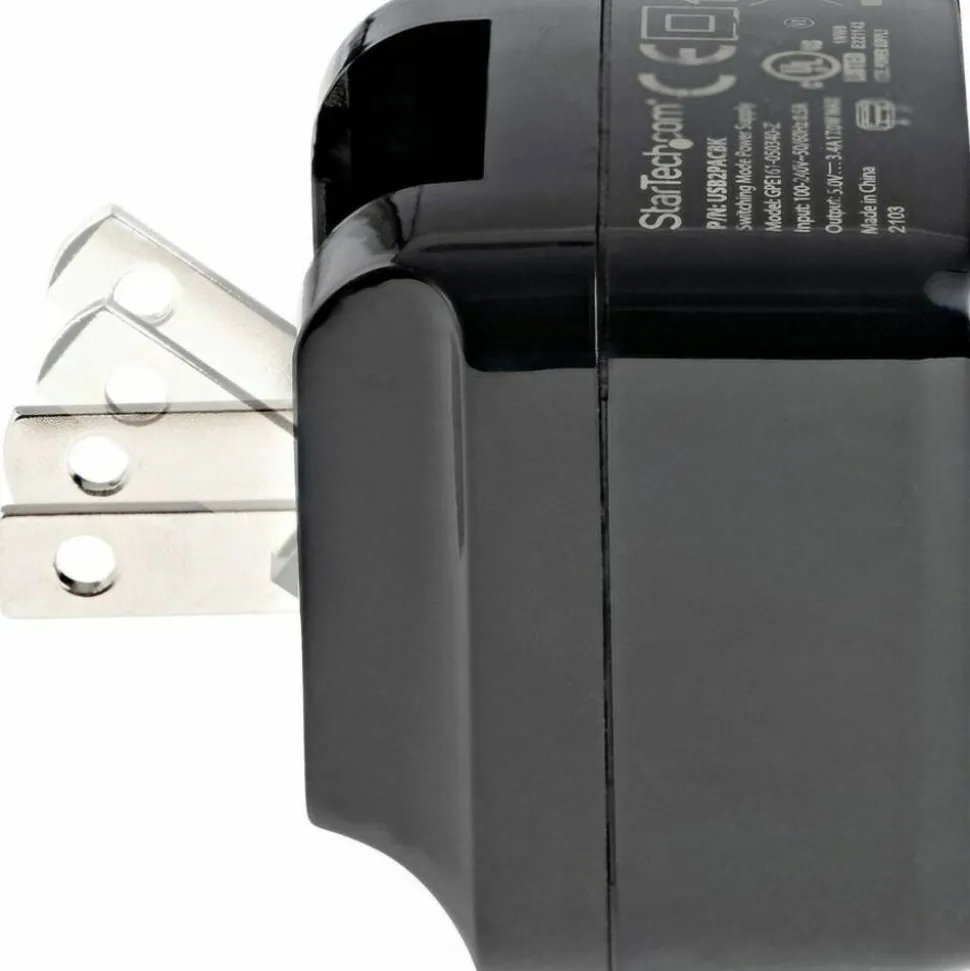 StarTech Travel USB Wall Charger - 2 Port - Black - Universal Travel Adapter - International Power Adapter - USB Charger