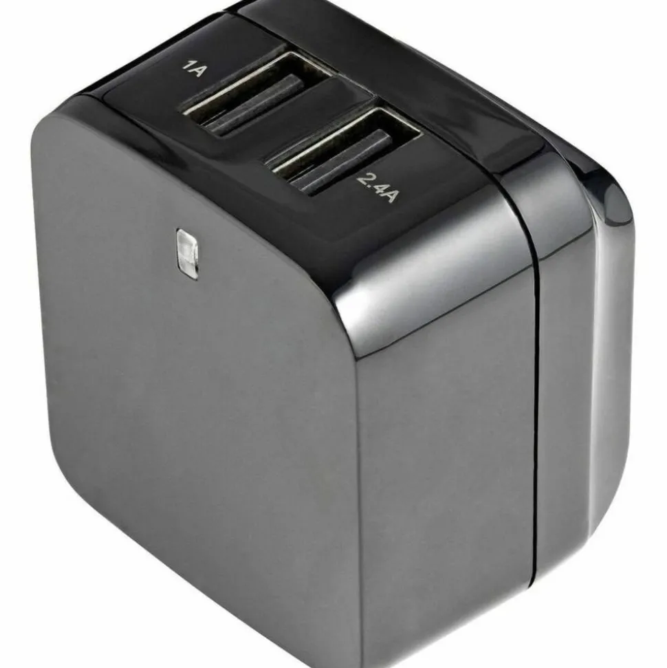 StarTech Travel USB Wall Charger - 2 Port - Black - Universal Travel Adapter - International Power Adapter - USB Charger
