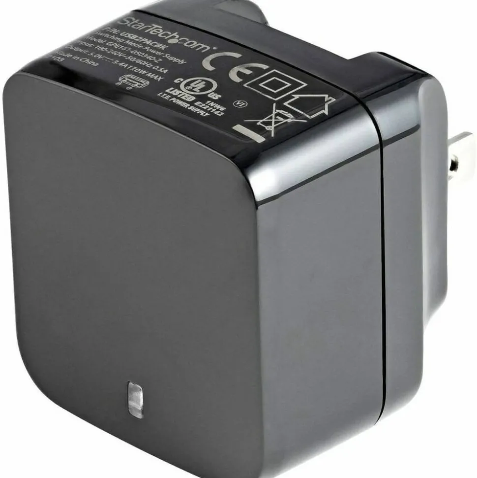 StarTech Travel USB Wall Charger - 2 Port - Black - Universal Travel Adapter - International Power Adapter - USB Charger