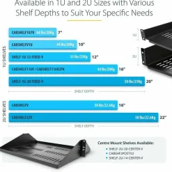 StarTech 2U 22in Vented Rack Mount Shelf - Fixed 22 inch Deep antilever Rackmount Tray for Server Rack Cabinet Shelf - 50lbs / 23kg