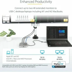 StarTech USB C Docking Station, Dual 4K 60Hz HDMI, compatible with MacBook Pro (M1/M2/M3/M4) and Windows, 10Gbps USB Hub, GbE, 100W PD