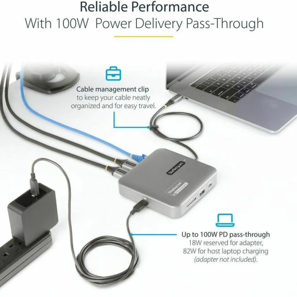 StarTech USB C Docking Station, Dual 4K 60Hz HDMI, compatible with MacBook Pro (M1/M2/M3/M4) and Windows, 10Gbps USB Hub, GbE, 100W PD