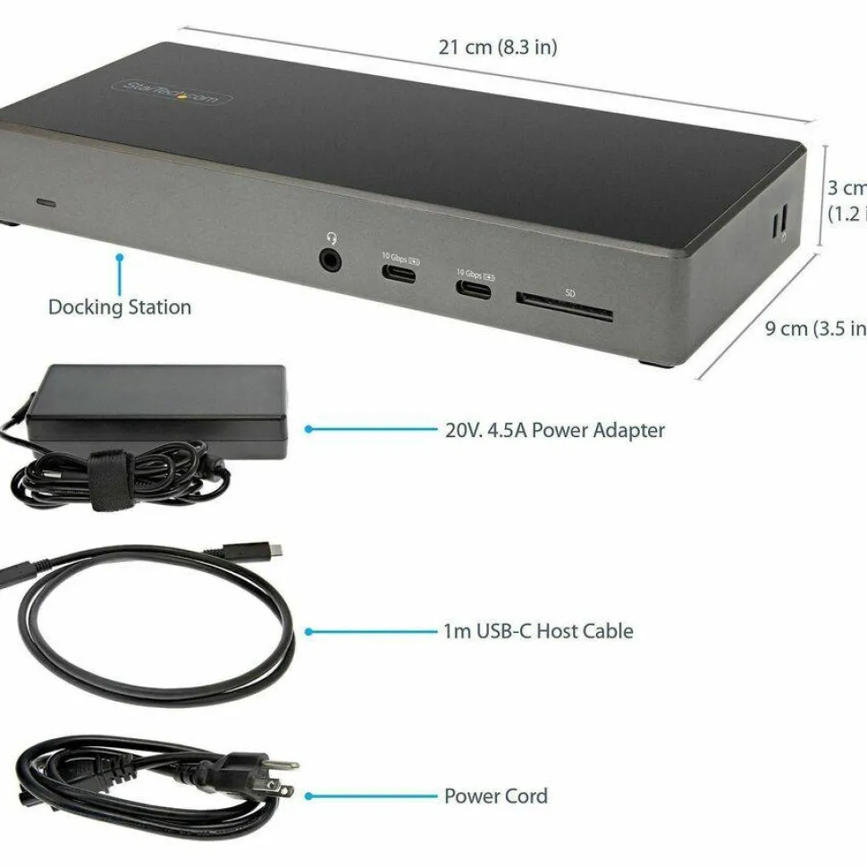 StarTech USB C Dock, Triple 4K Monitor USB-C Docking Station with DP 1.4 & DSC, 2x DisplayPort & 1x HDMI, 100W PD, 6x USB (2x 10Gbps)