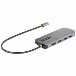 StarTech USB C Multiport Adapter, 4K 60Hz HDMI HDR10 Video, 3 Port 5Gbps USB 3.2 Hub, 100W PD PassThrough, GbE, Mini Travel Dock