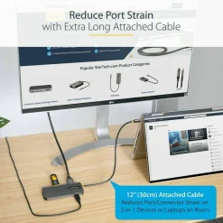 StarTech USB C Multiport Adapter, 4K 60Hz HDMI HDR10 Video, 3 Port 5Gbps USB 3.2 Hub, 100W PD PassThrough, GbE, Mini Travel Dock