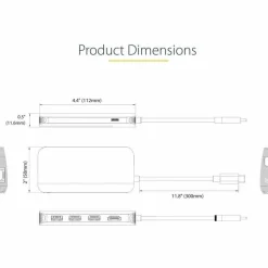 StarTech USB C Multiport Adapter, 4K 60Hz HDMI HDR10 Video, 3 Port 5Gbps USB 3.2 Hub, 100W PD PassThrough, GbE, Mini Travel Dock