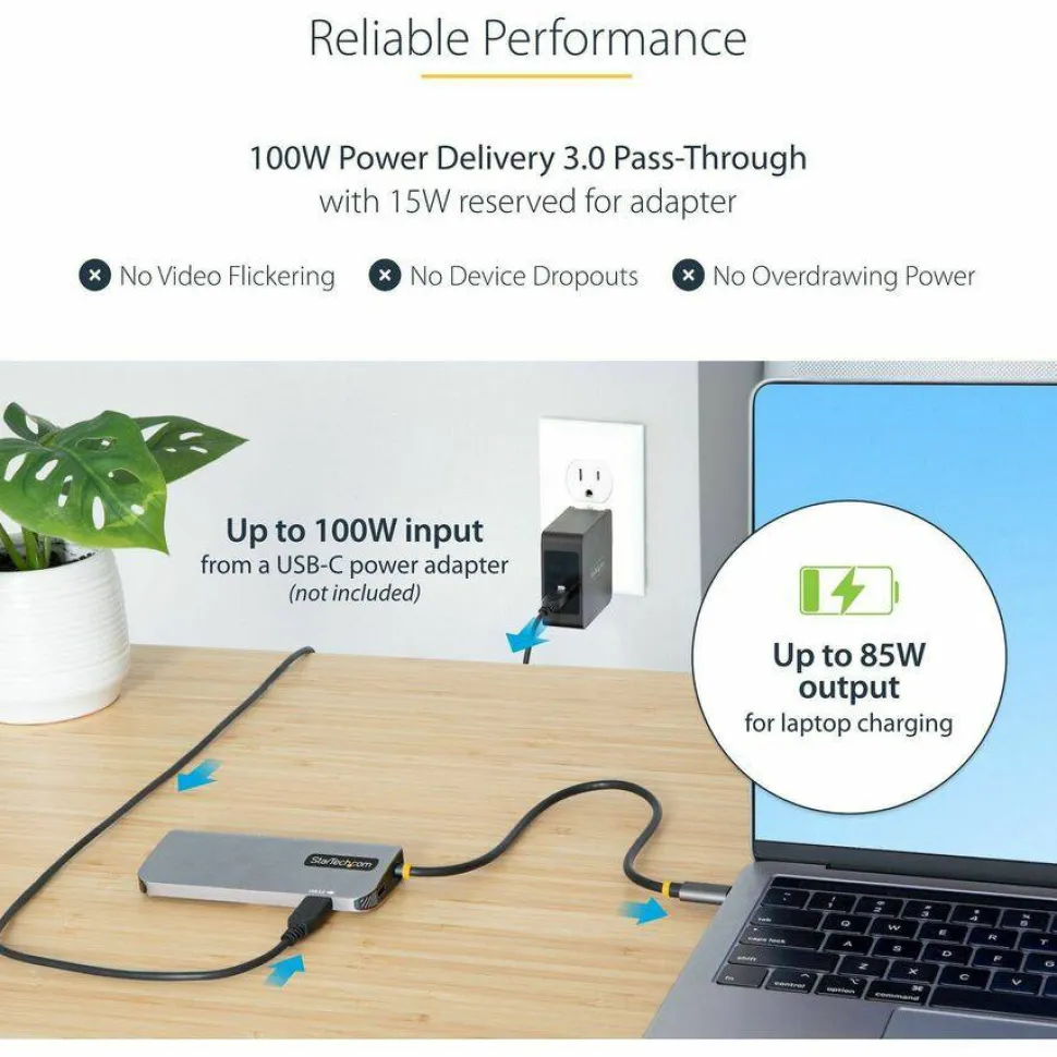 StarTech USB C Multiport Adapter, 4K 60Hz HDMI HDR10 Video, 3 Port 5Gbps USB 3.2 Hub, 100W PD PassThrough, GbE, Mini Travel Dock