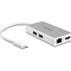 StarTech USB-C Multiport Adapter, USB-C Travel Dock w/4K HDMI, 60W PD Passthrough, GbE, 2x USB-A, Mini USB Type-C Docking Station, TAA