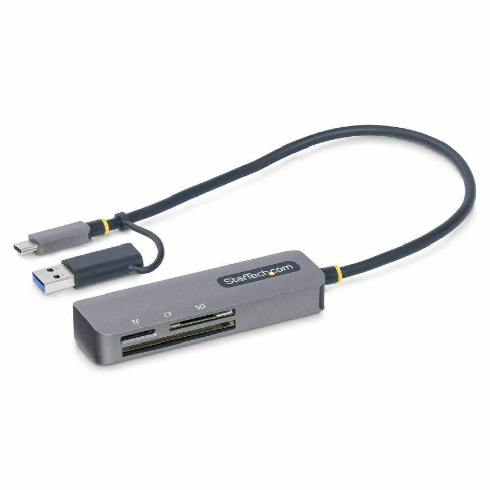 StarTech USB 3.0 Multi-Media Memory Card Reader, SD/microSD/CompactFlash, USB-C 5Gbps External Card Reader with Attached USB-A Adapter