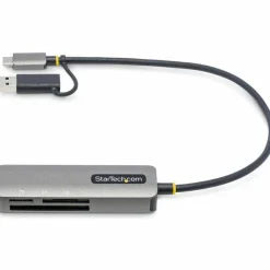 StarTech USB 3.0 Multi-Media Memory Card Reader, SD/microSD/CompactFlash, USB-C 5Gbps External Card Reader with Attached USB-A Adapter