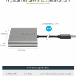 StarTech USB 3.0 to Quad HDMI Adapter, USB to 4x HDMI Monitor Converter for Windows (no support for macOS/ChromeOS/Linux) - TAA