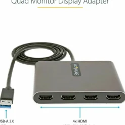 StarTech USB 3.0 to Quad HDMI Adapter, USB to 4x HDMI Monitor Converter for Windows (no support for macOS/ChromeOS/Linux) - TAA