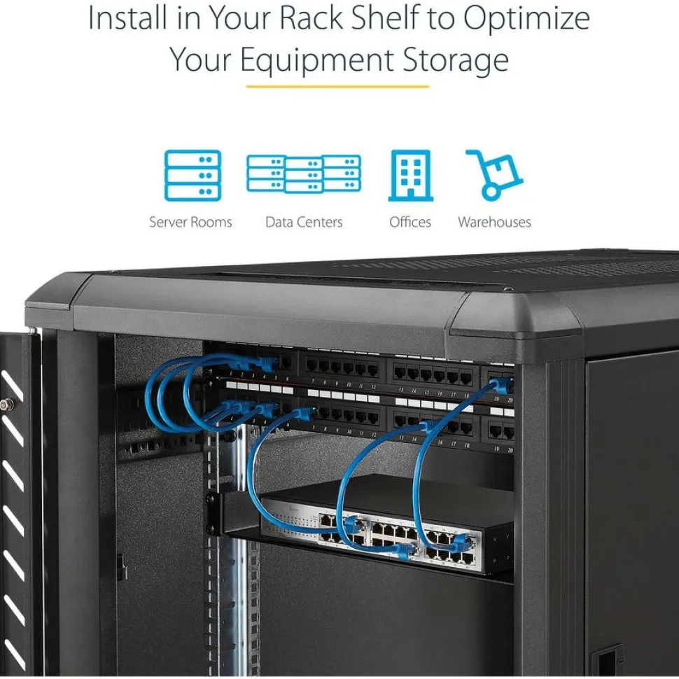 StarTech 1U Server Rack Cabinet Shelf - Fixed 12" Deep Cantilever Rackmount Tray for 19" Data/AV/Network Enclosure w/cage nuts, screws