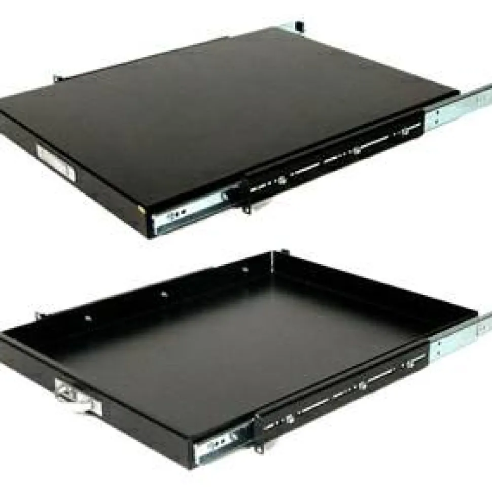 StarTech 1U Sliding Server Rack Mount Keyboard Shelf Tray, 55lbs (25Kg), 22in (55cm) Deep Steel Pull Out Drawer for 19" Equipment Rack