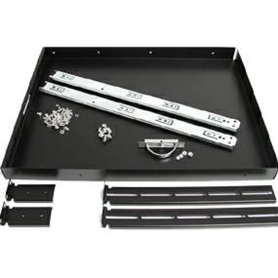 StarTech 1U Sliding Server Rack Mount Keyboard Shelf Tray, 55lbs (25Kg), 22in (55cm) Deep Steel Pull Out Drawer for 19" Equipment Rack