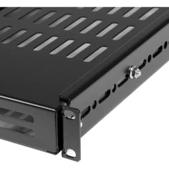 StarTech 1U 19.5 to 38in Adjustable Mounting Depth Vented Rack Mount Shelf, 175lbs / 80kg, 27.5in Deep, TAA