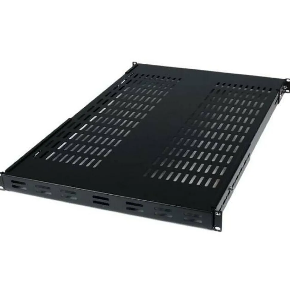 StarTech 1U 19.5 to 38in Adjustable Mounting Depth Vented Rack Mount Shelf, 175lbs / 80kg, 27.5in Deep, TAA
