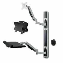 StarTech Wall Mount Workstation, VESA Mount 22lb/10kg, Fully Articulating Monitor Mount/Keyboard Tray, Standing Desk w/PC Bracket, TAA