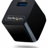 StarTech 12W One-Port USB-A Wall Charger, 1x USB-A, iPhone Pro/17/16, iPad, Samsung Galaxy, Portable USB Charger, Black