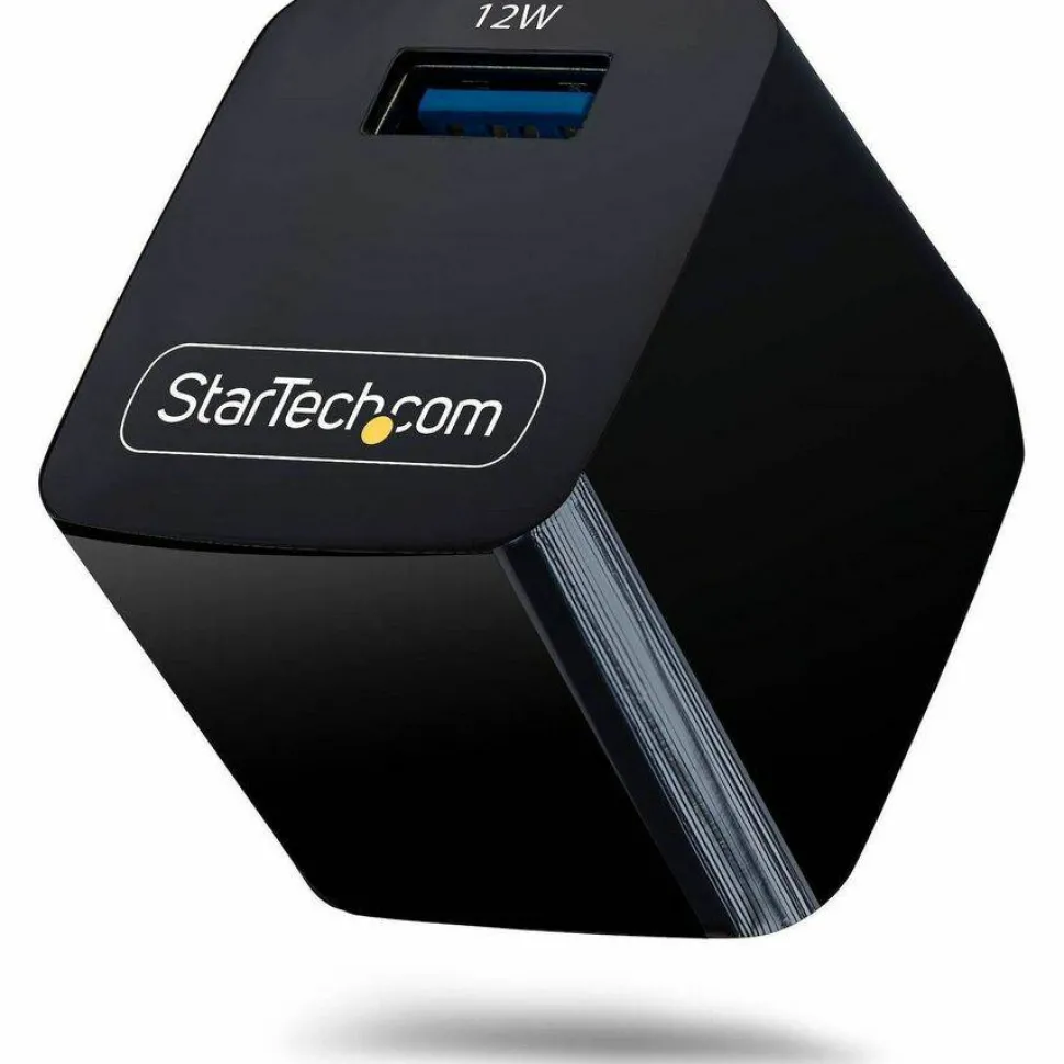 StarTech 12W One-Port USB-A Wall Charger, 1x USB-A, iPhone Pro/17/16, iPad, Samsung Galaxy, Portable USB Charger, Black