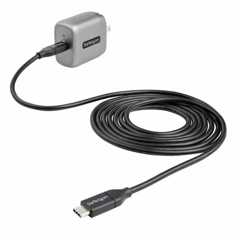 StarTech 30W USB-C Wall Charger, Portable GaN Charger with USB Power Delivery Fast Charging, 6ft Cable, USB-C Charger