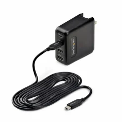 StarTech 100W USB-C Wall Charger, 2x USB-C, 2x USB-A, Quick Charging Portable GaN Power Adapter, PD 3.0, 6ft/1.8m USB-C to USB-C Cable