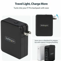 StarTech 140W USB-C Wall Charger, 3x USB-C/1x USB-A, PD 3.1 Portable GaN Power Adapter for MacBook Pro/Max/Dell XPS/Inspiron/Precision