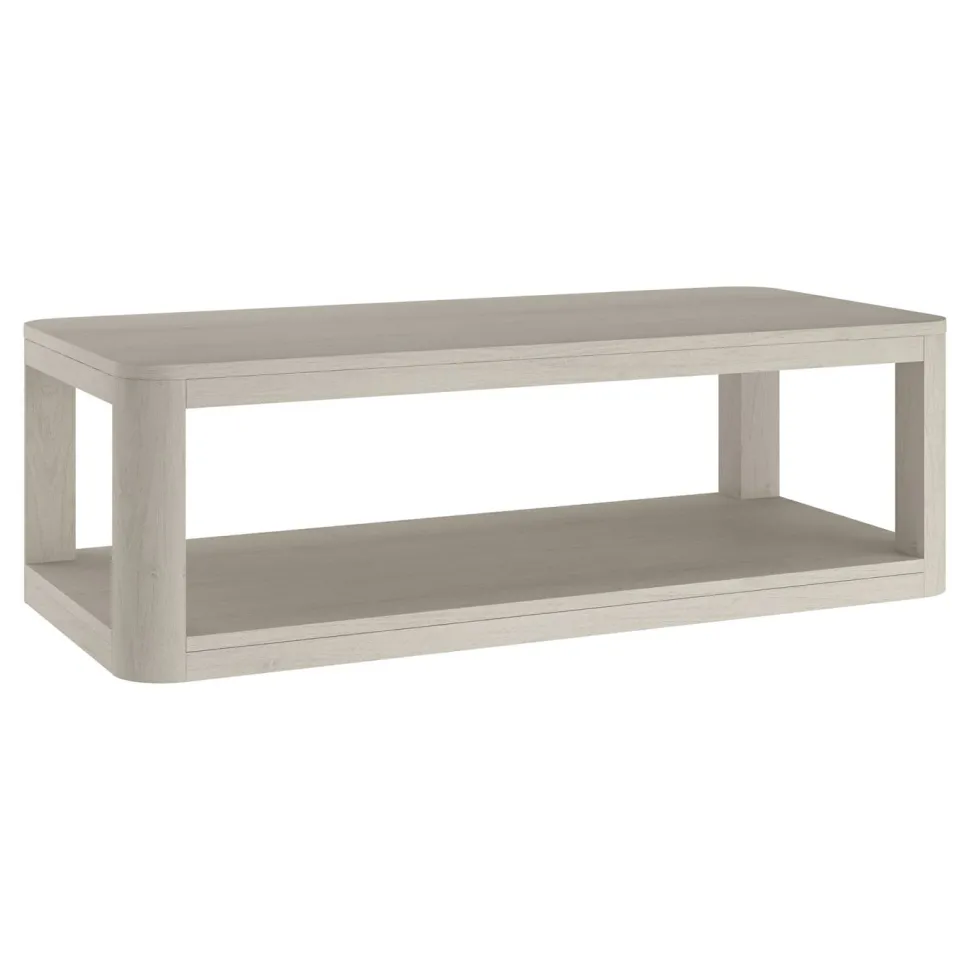 Stellan 47" Wide Rectangular Coffee Table in Alder White