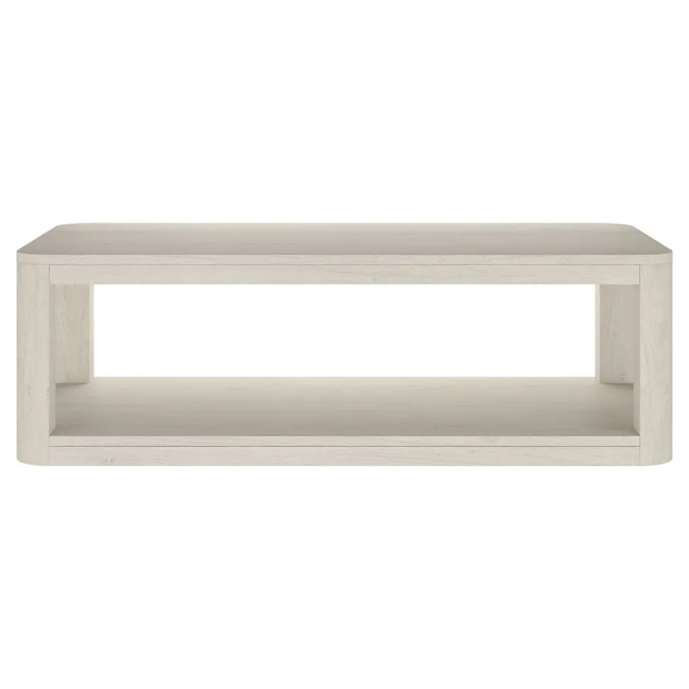 Stellan 47" Wide Rectangular Coffee Table in Alder White