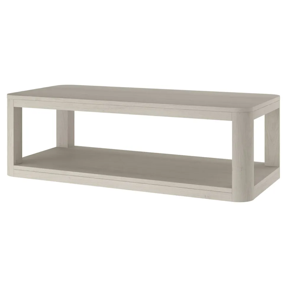 Stellan 47" Wide Rectangular Coffee Table in Alder White