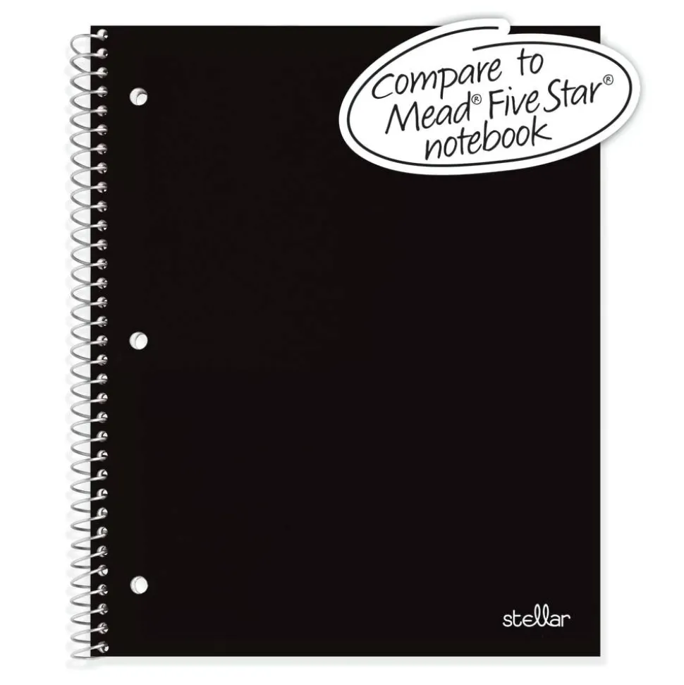 Stellar Poly Notebook, 8-1/2" x 11", 1 Subject, College Ruled, 100 Sheets, Black