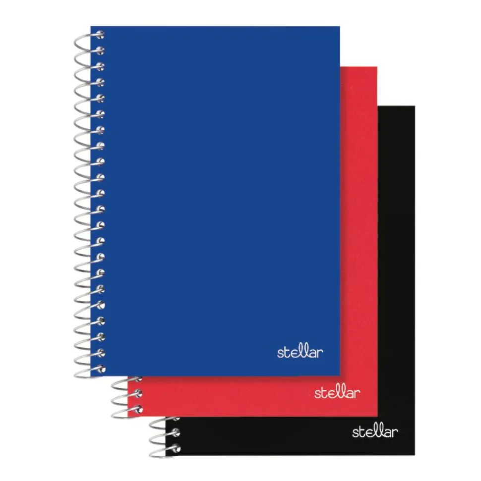 Stellar Poly Notebook, 4-1/2" x 7", 1 Subject, College Ruled, 100 Sheets, Assorted Colors, Pack Of 3 Notebooks