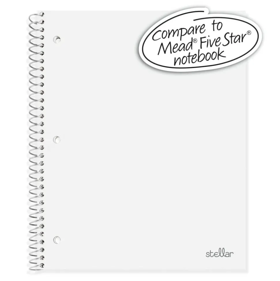 Stellar Poly Notebook, 8-1/2" x 11", 1 Subject, College Ruled, 100 Sheets, White