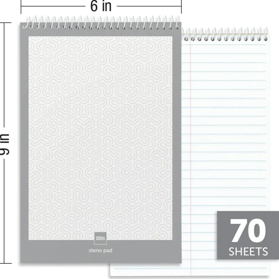 Steno Books, 6" x 9", Gregg Ruled, 70 Sheets, White, Pack Of 12